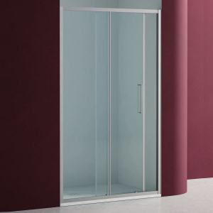 PORTA DOCCIA 1 ANTA SCORREVOLE + 1 FISSA SLIM H.195 VISUAL INOX