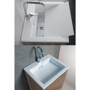 Lavatoio ZEUS 60x50 in METACRILATO Bianco con foro per rubinetto da praticare in base alle esigenze (a Dx-SX-Centro). Lavatoio ZEUS 60x50 in METACRILATO Bianco con foro per rubinetto da praticare in base alle esigenze (a Dx-SX-Centro).